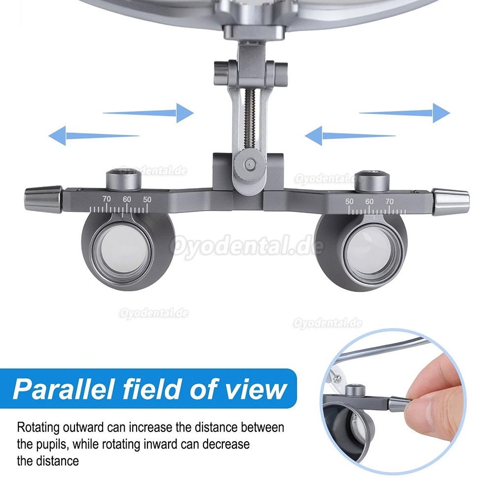 DY-118 2.5X 450 mm Dental Lupenbrille Aluminiumrahmen Einstellbarer Pupillenabstand